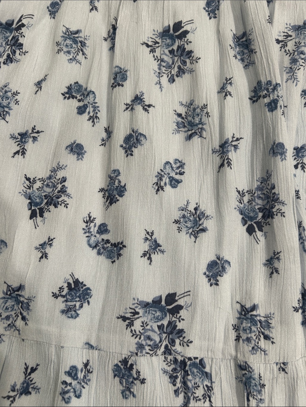 White and Blue Floral Tiered Maxi Skirt - Picture 2 of 3